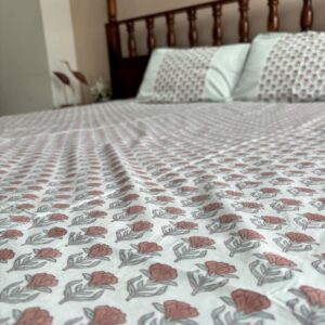 Khaas Flat Bedsheet Plain Handblock Double