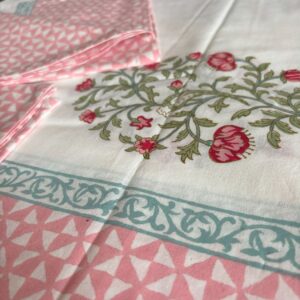 Gulabi Flat Bedsheet Plain Handblock Double