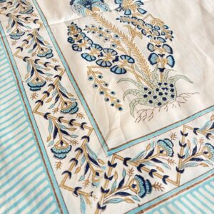 Aasmani Flat Bedsheet Dye Handblock Double